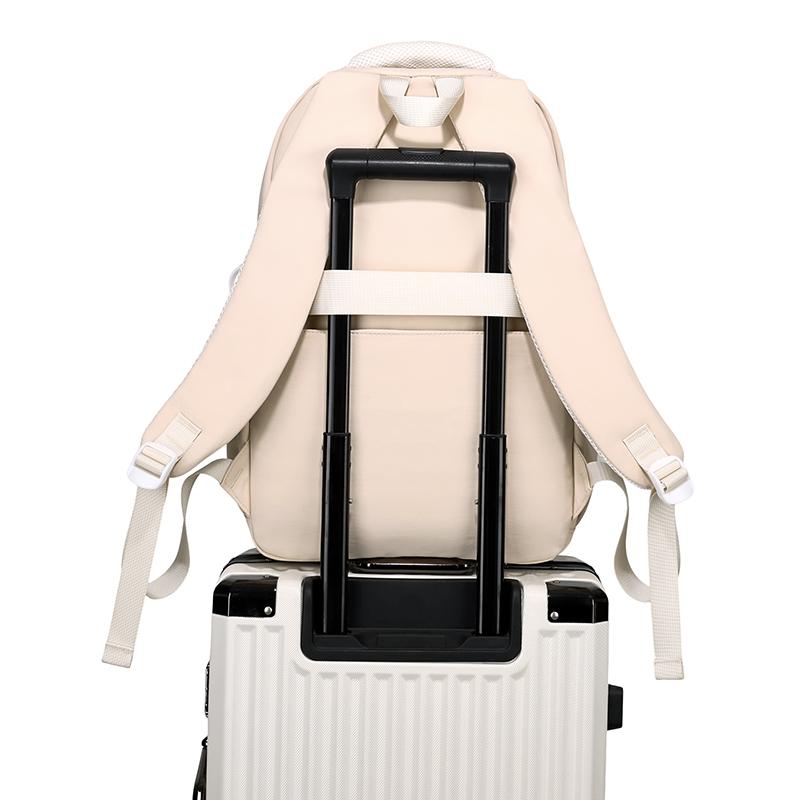 Large Capacity Student Schoolbag Women's Solid Color Backpack Multi-Compartment Wear-Resistant Backpack