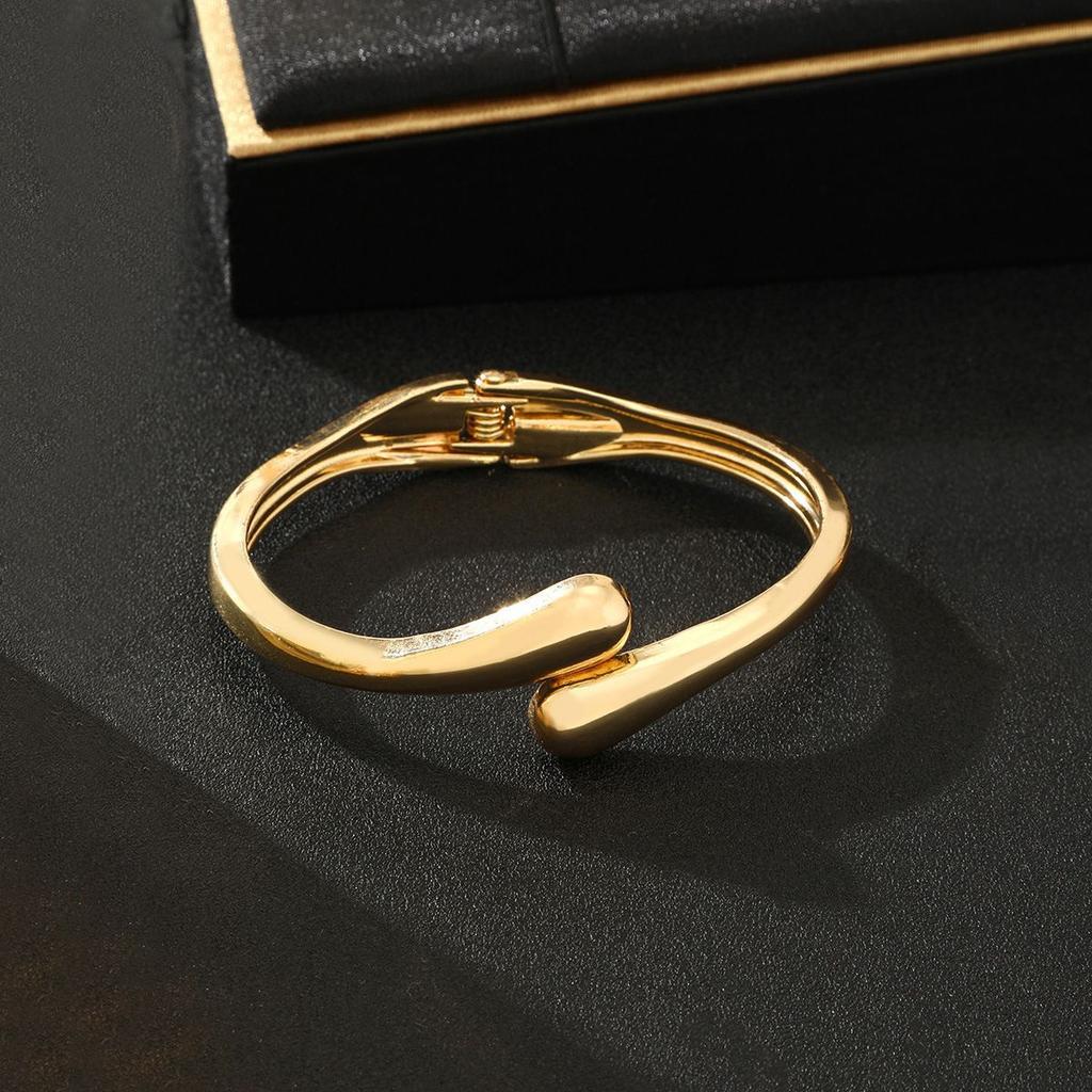 Fashion Commuter Festival Gifts Simple Personality Fashion Waterdrop Bracelet Ring Metal Jewelry Set 2pcs Temperament Set Women