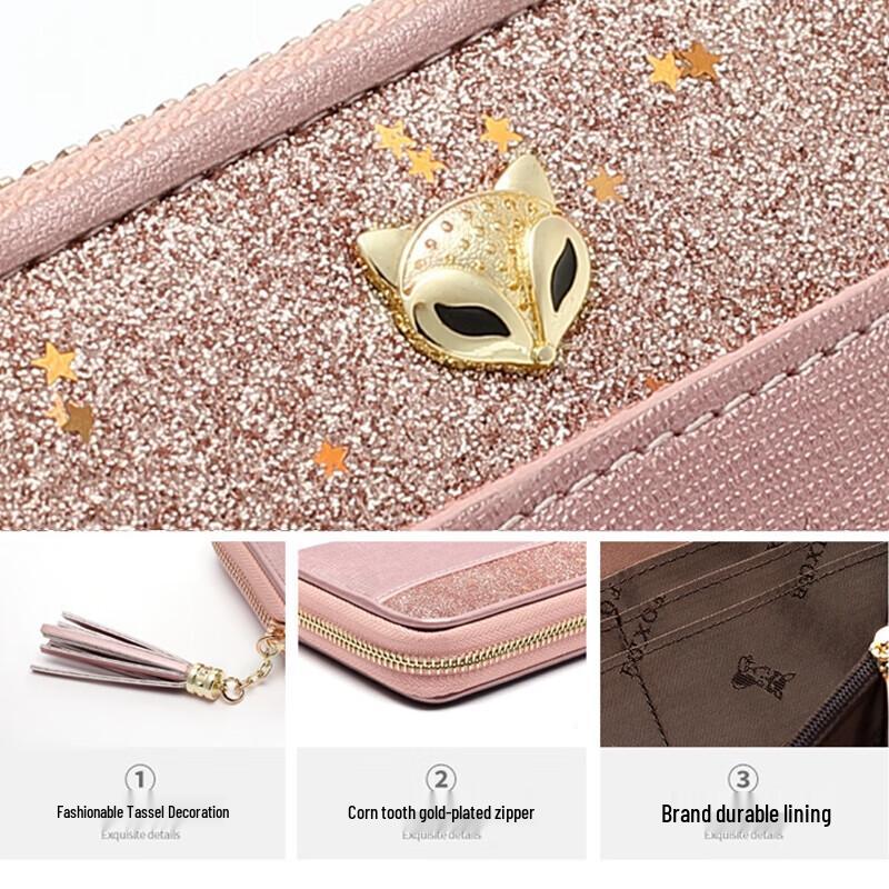 FOXER Women's Sequin Leather Long Wallet