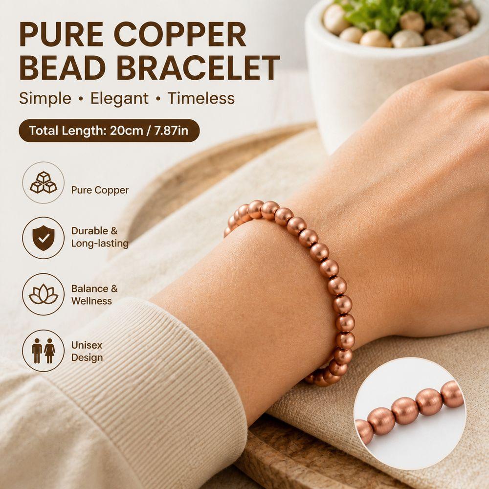 Pure Copper Pure Copper Bracelet Smooth Beads Beaded Bracelet Copper Bead Bracelet Women Men