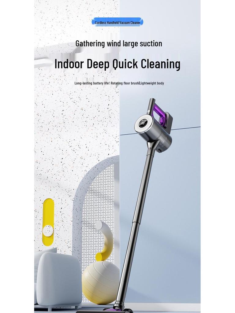 Ultra-Quiet Handheld Wireless Vacuum Cleaner: Powerful Suction, Carpet Washing, Mite Removal, and Mopping - Ideal for Households