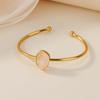 Gold-plated Oval Stone Bracelet Stainless Steel Cuff Bracelet Vintage Open Bangle  Women Jewelry