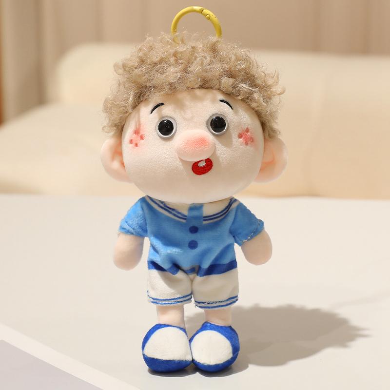 1419Cm Cute Human Figure Plush Pendant Stuffed Colorful Hair Male Female Keychain Decor Plushie For Bag Present