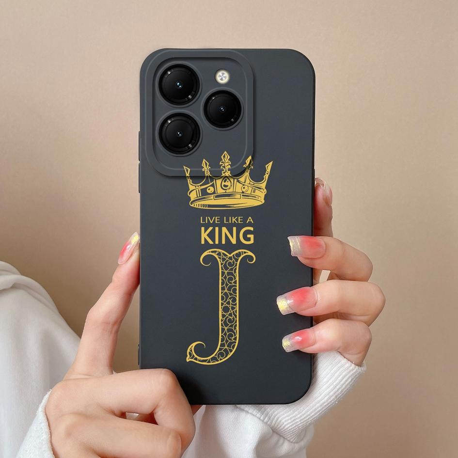 For Infinix Smart 8 Zero 30 Note 40 4G Hot 40 GT 20 Pro Itel S24 Phone Cover Bumper Anti Drop Silicone Soft Case Fashion Crown King Letters Matte Capa