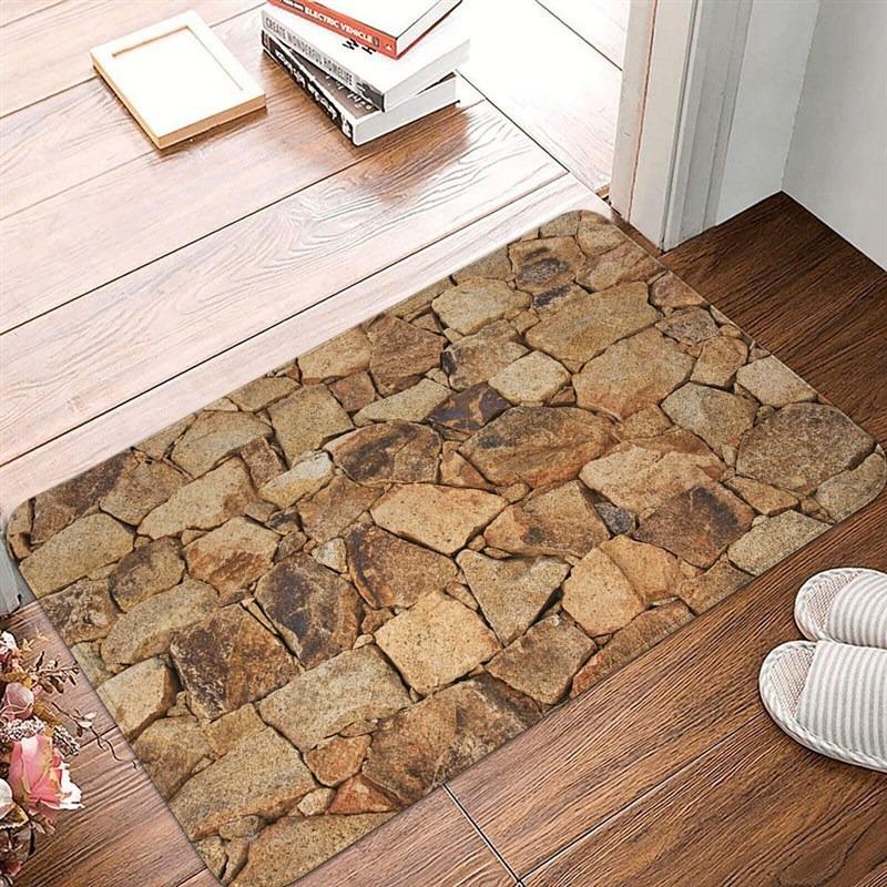 Welcome Mat Geometric Cobblestone Printed Bedroom Kitchen Balcony Area Rug Soft Anti-Slip Living Room Carpet Home Decoration