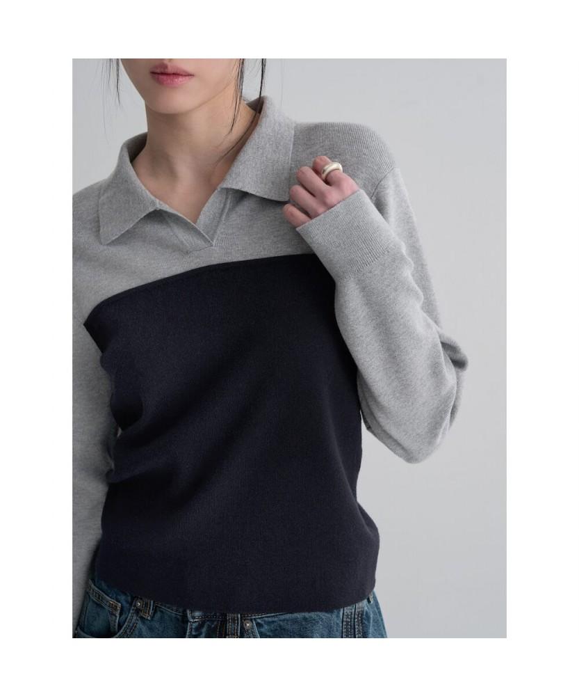 8seconds Color Block Collar Pullover Navy