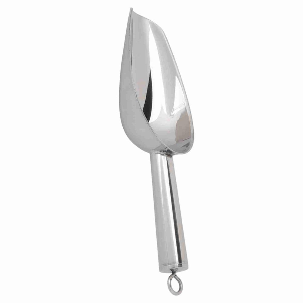 Durable Stainless Steel Ice Scoop Straight Handle Multifunctional Food Scoop Silver Utility Scooper Freezer