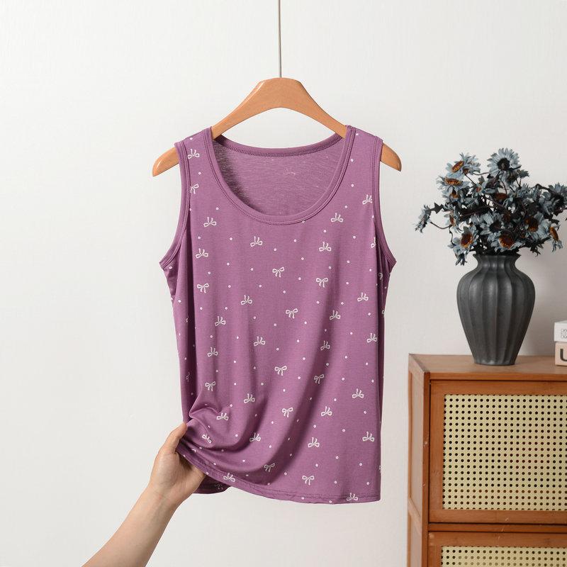 XL To 8XL Plus Size Modal O-Neck Tank Top Summer Women's Sleeveless Tops Bowknot Cami Vest Casual Loose Tees Base Layer Undershirt