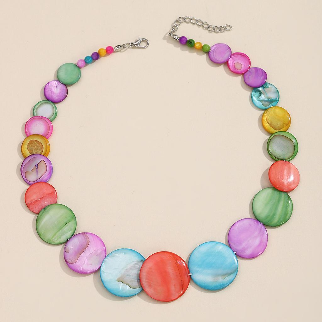 Natural Round Shell Necklace Handmade Simple Personality Versatile Beach Jewelry