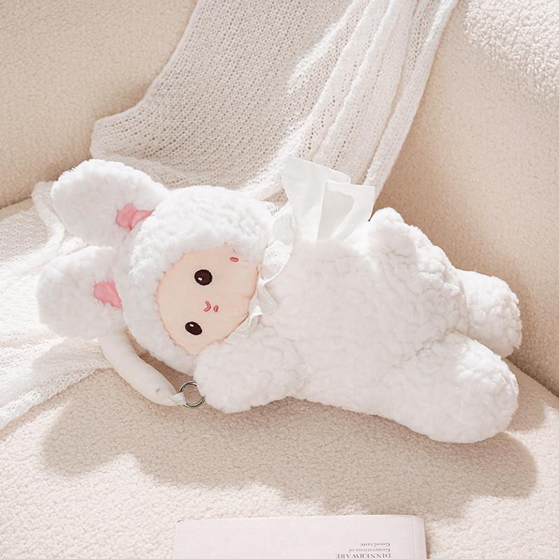 Plush Animal Tissue Holder With Creative Car Theme For Living Room Use