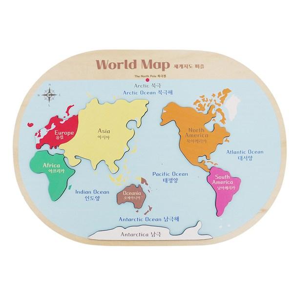 Gabe Family Montessori Plus World Maps Puzzle Set KS4221, 1 Set, 7 Pieces, Korea Best Toddler Puzzle