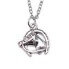 Horse Pendant Necklace Equestrian Animal Charm Jewelry 40cm Short Chain