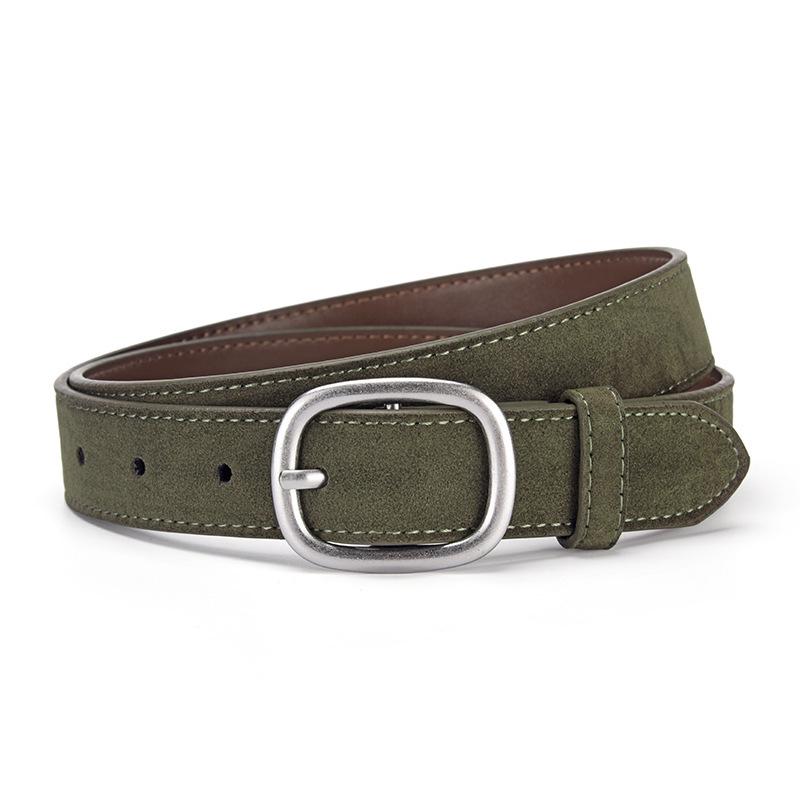 

High-End Faux Leather Suede Belt with Japanese Buckle: Maillard Color for Jeans and Suits 106*2.8