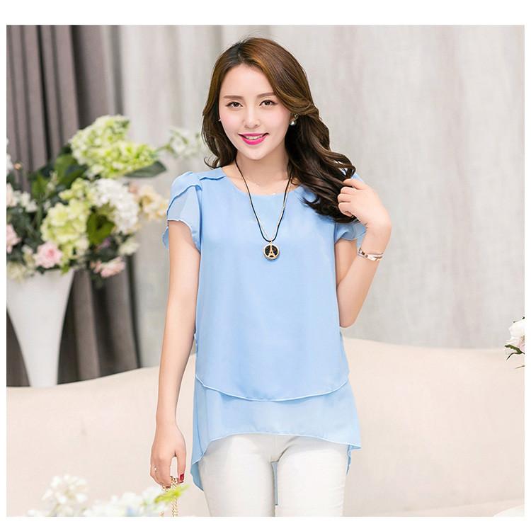 New Fashion Women's Loose Casual Chiffon Summer Short Sleeve T-shirt Blouse Elegant And Breezy