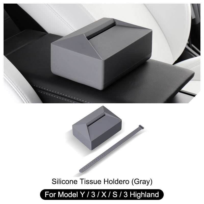 For Tesla Model 3/Y/X/S/3 Highland Car Tissue Holder Box Armrest Seat Back Napkin Center Console Storage Bag Silica Paper Holder