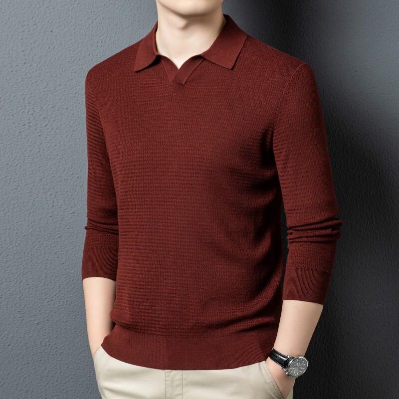ROMON Men's Cashmere Blend Turn-Down Collar Sweater