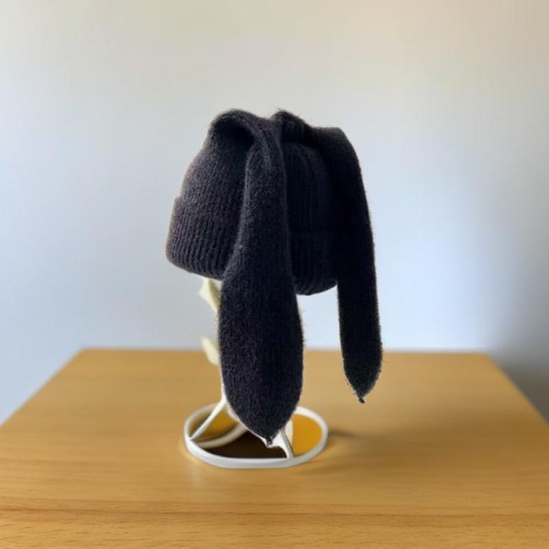 New Autumn and Winter Fashion Personalized Knitted Hat Warm Thickened Solid Color Cute Rabbit Ear Hat Women