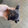 Squeezing Plush Black Cat Pendant 3D Eyes Cat Plush Keychain  Room Decoration