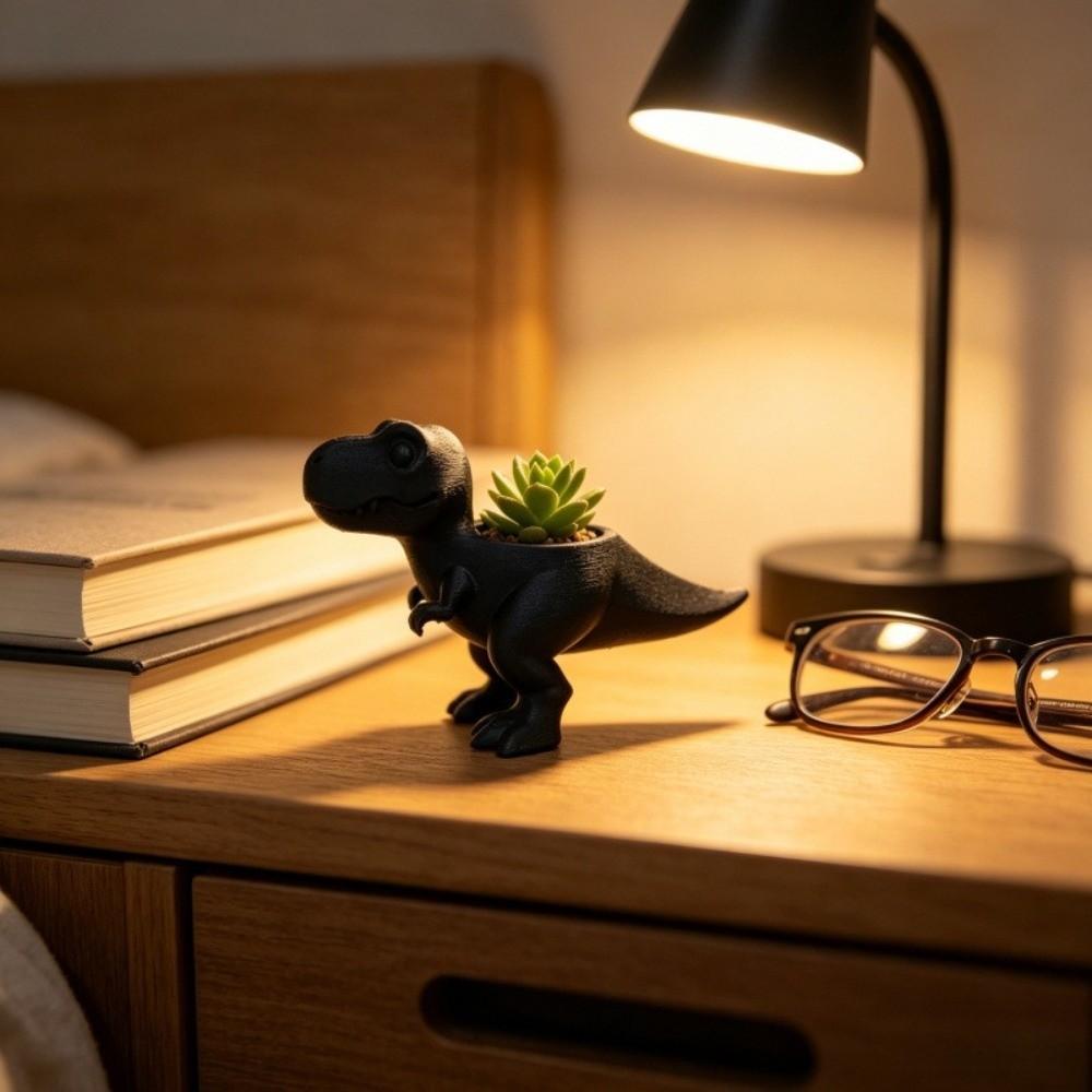 Animal Figurine 3D Printed Dinosaur Flowerpot Ornaments Desktop Decor Mini Potted Planter Funny T-Rex Plant Pot Office