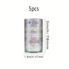 1 set/5 Role Bandă Decorativă Transparentă, Autocolant Decorativ Autoadeziv cu Model Flori Margarete, Bandă Transparentă pentru Scrapbooking DIY