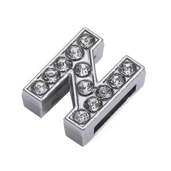 Rhinestone Letter Beads Alloy A To Z Charms Slide Letter Charms Small Spacer Beads for DIY Jewelry Making Keychain Cell Phone Chain Bracelet Craft