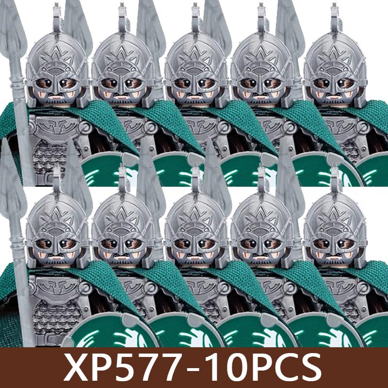 Medeltida Slottssoldat Figurer Byggklossar Militär Armé Riddare Romersk Krigare Infanteri Milis Orcher Tillbehör Klossar Leksaker