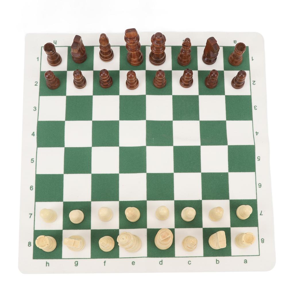 Chess Board Game Set   PU Lther Chess Board Wooden Chess Pieces Portable Chess Set with Storage Bag