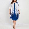 Vestido de capa de talla grande para mujer con sobrecapa de gasa floral, vestido formal bodycon lápiz midi para boda, fiesta de cóctel, trabajo