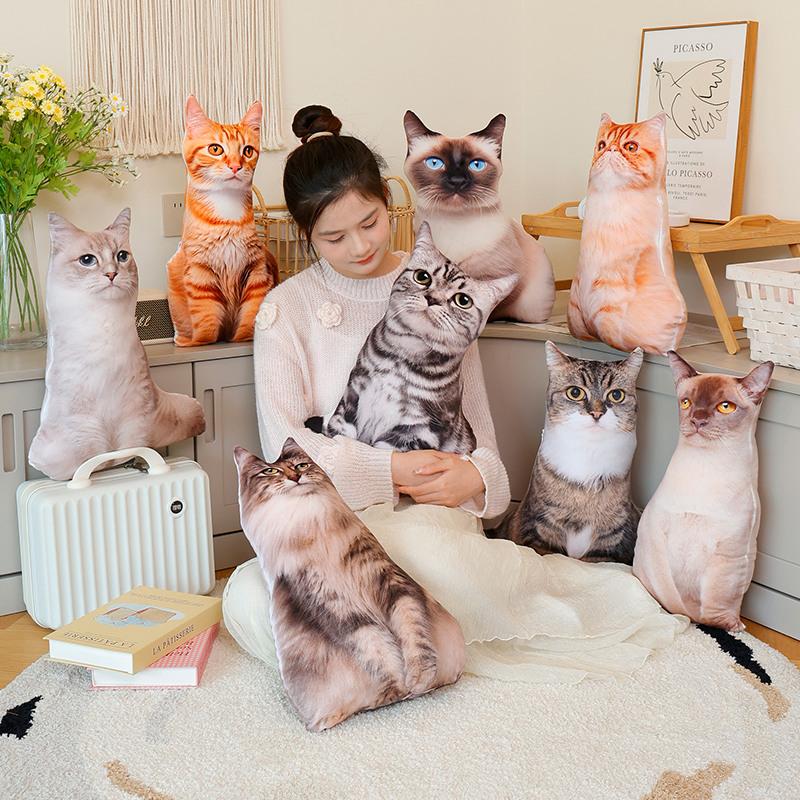 48cm Simulations-Plüschkatzenkissen Niedliches lebensechtes Katzen-Plüschtier Weiche Kuscheltiere Kissen Sofa Dekoration Cartoon-Plüschtier Kindergeschenk