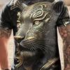 Men's Totem Lion Graphic T-Shirt: 3D Digital Print, Active Stretch, Perfect For Summer Outdoors!