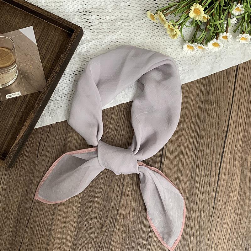 Silk scarf square scarf high-end summer solid color soft fashion scarf with shirt thin scarf scarf shawl