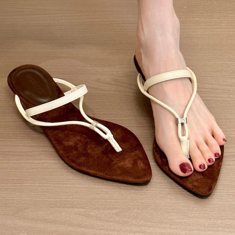 Fashion 2025 New Summer Women's Cross-Strap Open Toe Flip Flop Sandals Pointed Thong Beach Slippers Casual Sole Shoes Fashion Sandals