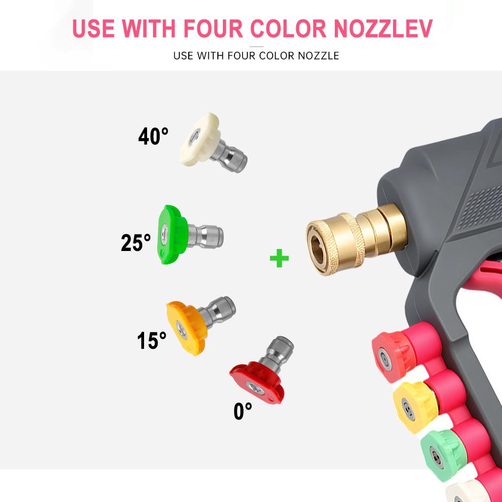 Short Gun Anti-Tangle Rotating High Pressure Car Wash Gun with 4-Color Nozzle Home Use SetPractical tools
