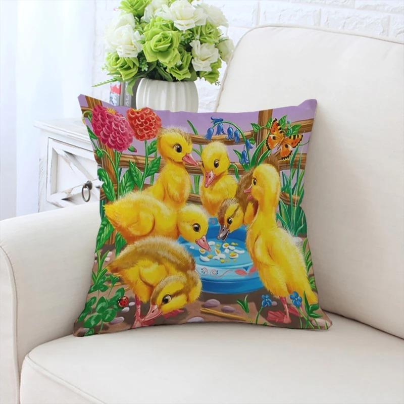 Little Yellow Duck Pattern Pillowcase Car Ornaments Office Living Room Sofa Home Pillowcase