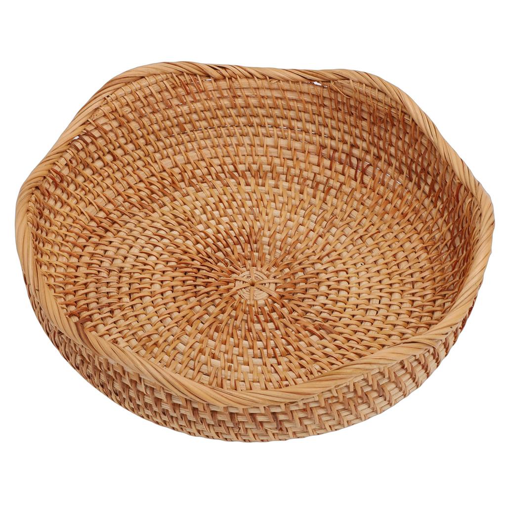Wicker Basket Round Woven Storage Bowl Bread Fruit Serving Basket for Kitchen Dining Room Living Room S 22.5cm 8.86in