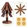 Wooden Trivet for Hot Dishes, Foldable Wooden Tree Trivet, Handmade Tree-shaped Trivet Set with Stand, Reusable Heat-resistant Coasters for Home Kitch