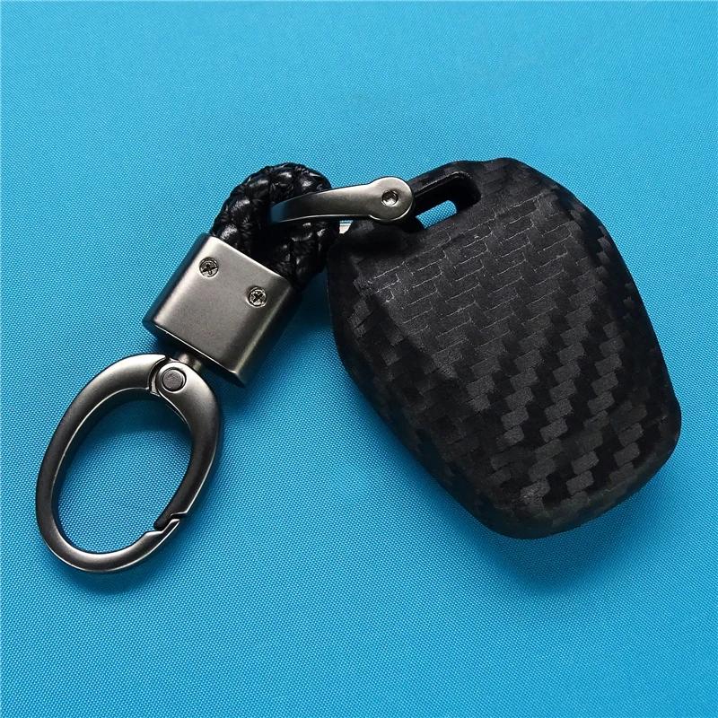 1 Piece Carbon Fiber Silicone Keychain Car Key Case for Isuzu DMAX D-MAX Mu-x 2.5 2 Buttons Car Key Cover