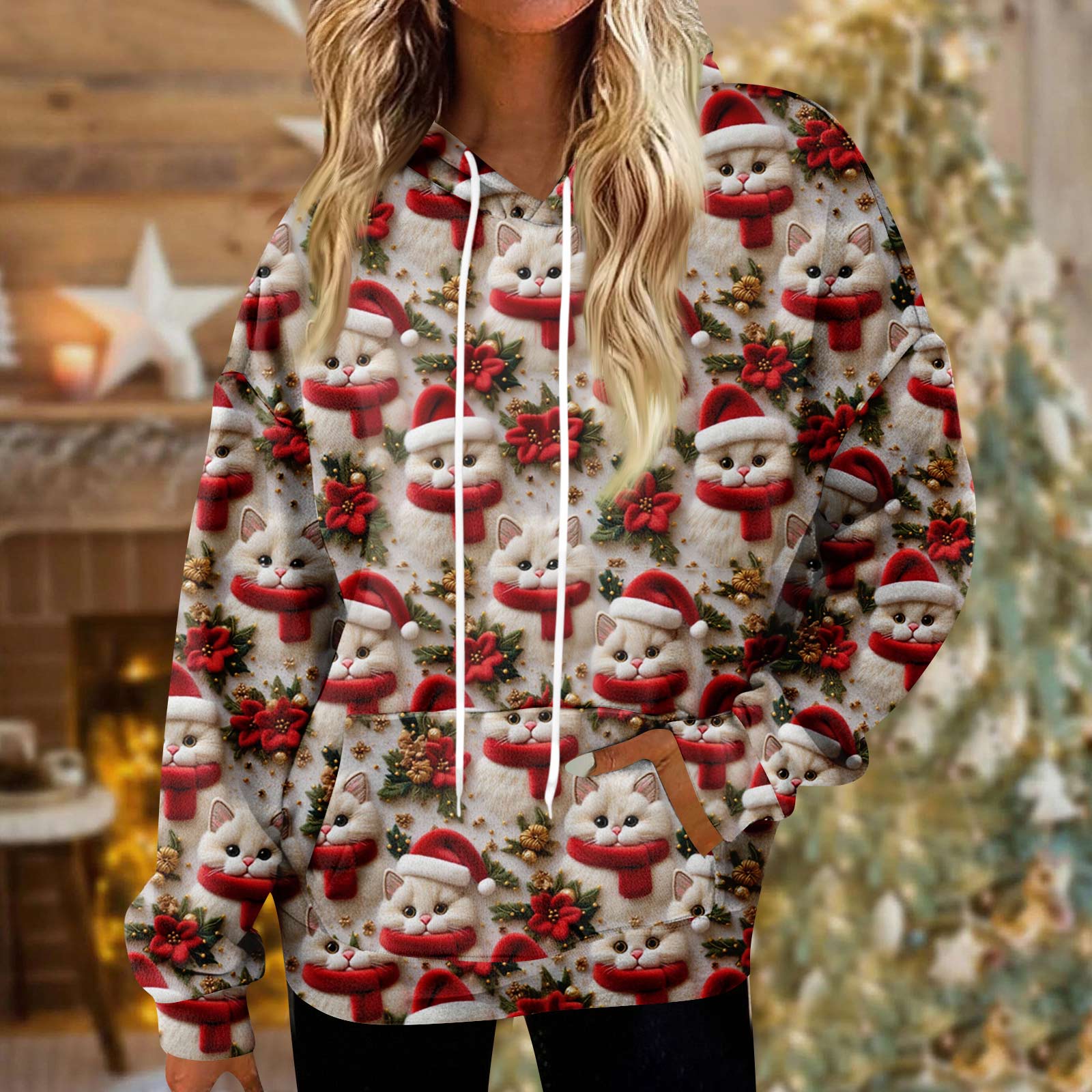 

Толстовки для женщин оверсайз зимние плюшевые милые свитшоты пуловер модная осенне-зимняя одежда L красный