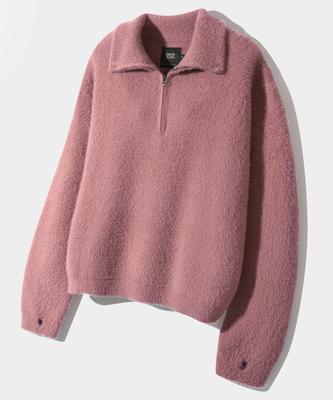 Dimiteulibeullaeg Essential Hairy Half Zip Knit_Pink