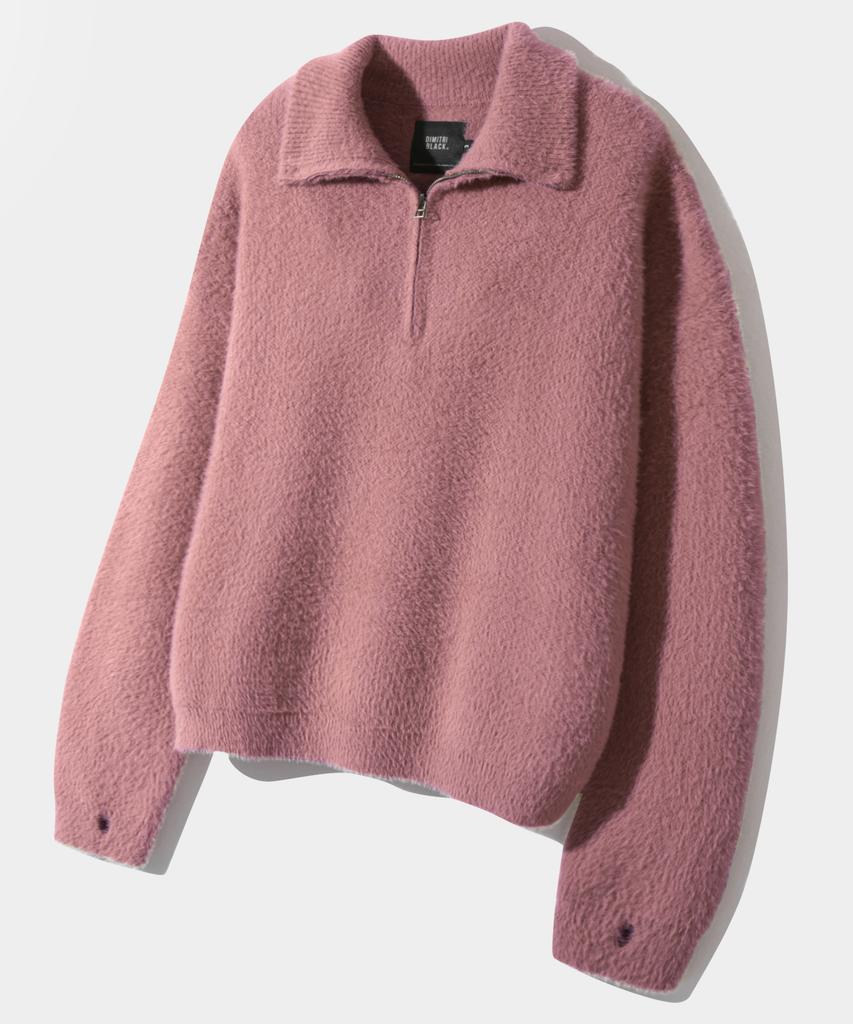 Dimiteulibeullaeg Essential Hairy Half Zip Knit_Pink