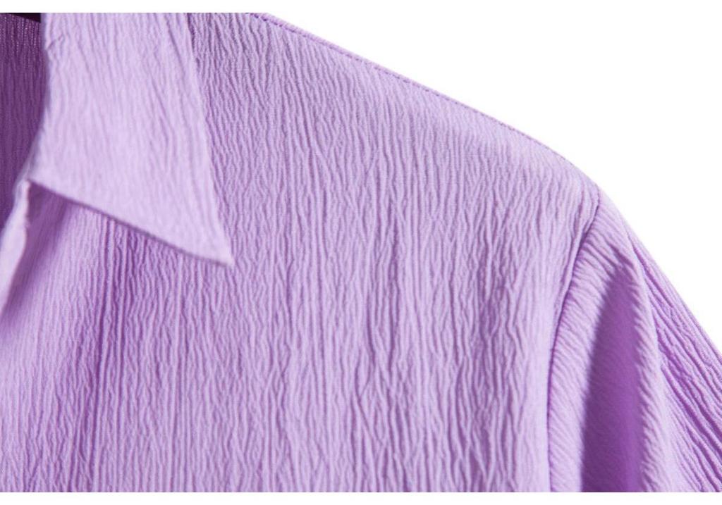 Summer 2026 Men's Loose Solid Color Short-Sleeved Button-Down Casual Shirt