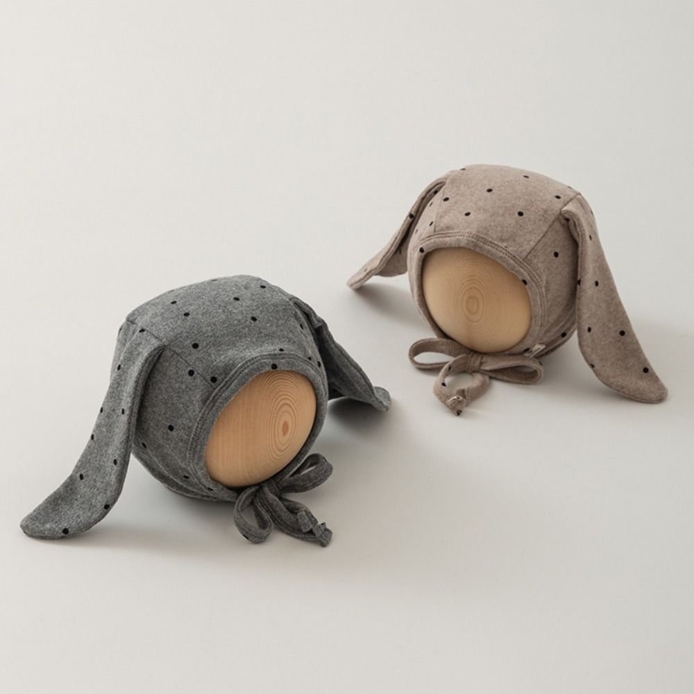 Cute Newborn Rabbit Ear Beanie Hat Polka Dot Infant Bonnet Hat Baby Fetal Cap  Photography Props