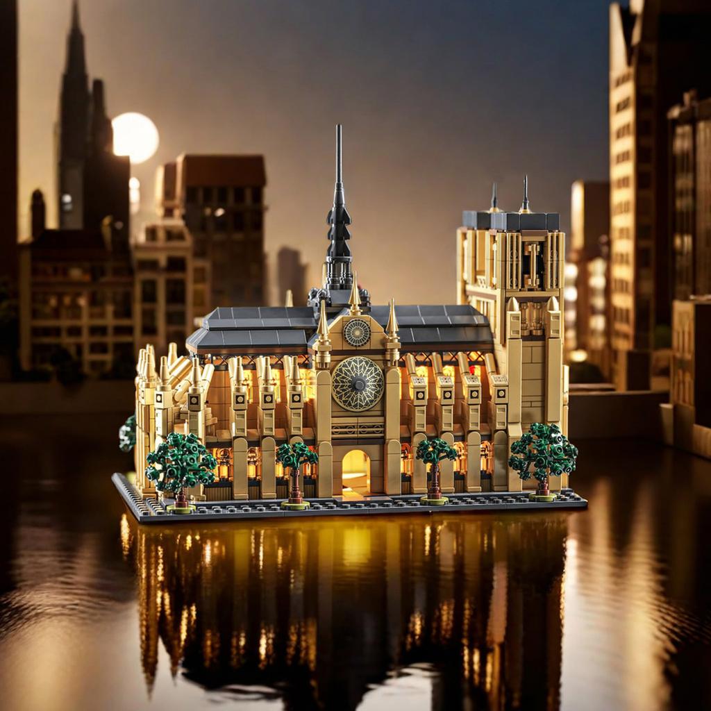 Non-Toxic 1575Pcs Church Architecture Building Blocks Toy Set Assembly Bricks Model With Led Desktop Decoration Gifts