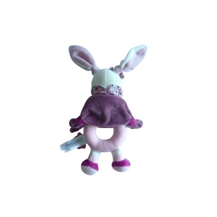 Hochet cerise le lapin - doudou et compagnie - collection génération doudou - rose - 19cm