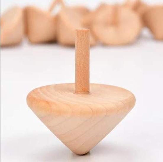 Set of 3 Wooden Spinning for Painting and Birthday Gift for Boys and Girls Tops, Unpainted, Crafting, Hand-Cranked, Kids' Toy,