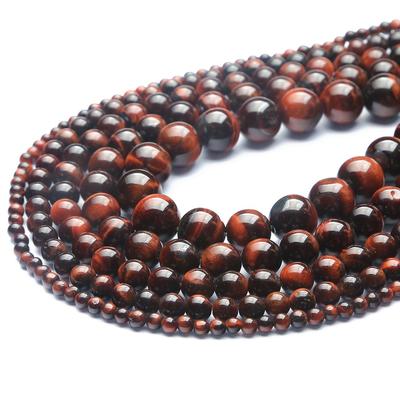 4-12mm 31-89 Uds. Cuentas de piedra de ojo de tigre rojo Natural para fabricación de joyería DIY pulsera collar