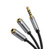 UGREEN 3,5 mm-es audiokábel átalakító kábel 4 pólusú/TRRS 3 pólusú, 3,5 mm-es elosztókábel 3,5 mm-es apa-2*aljzat (Fejhallgató + mikrofon) Fülhallgató Branch