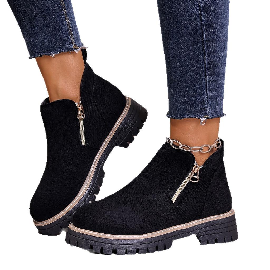 Autumn Winter Fashion Women Round Toe Comfortable Non-slip Platform Wedges Ankle Boots Plus Size Shoes for Women 36-43