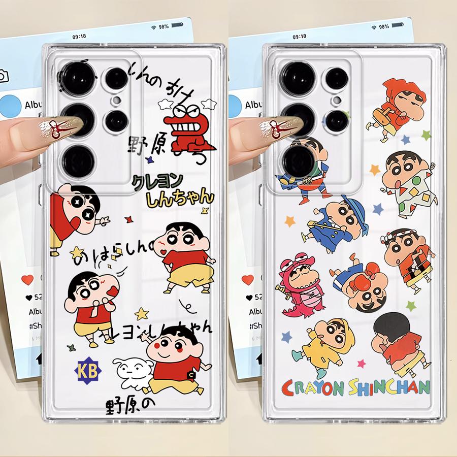 Case for Samsung Galaxy S22 FE S20 Plus S25 Edge S24 S21 S23 Ultra S26 Note 20 Ultra 10 Phone Cover Cute Crayons Shinchan