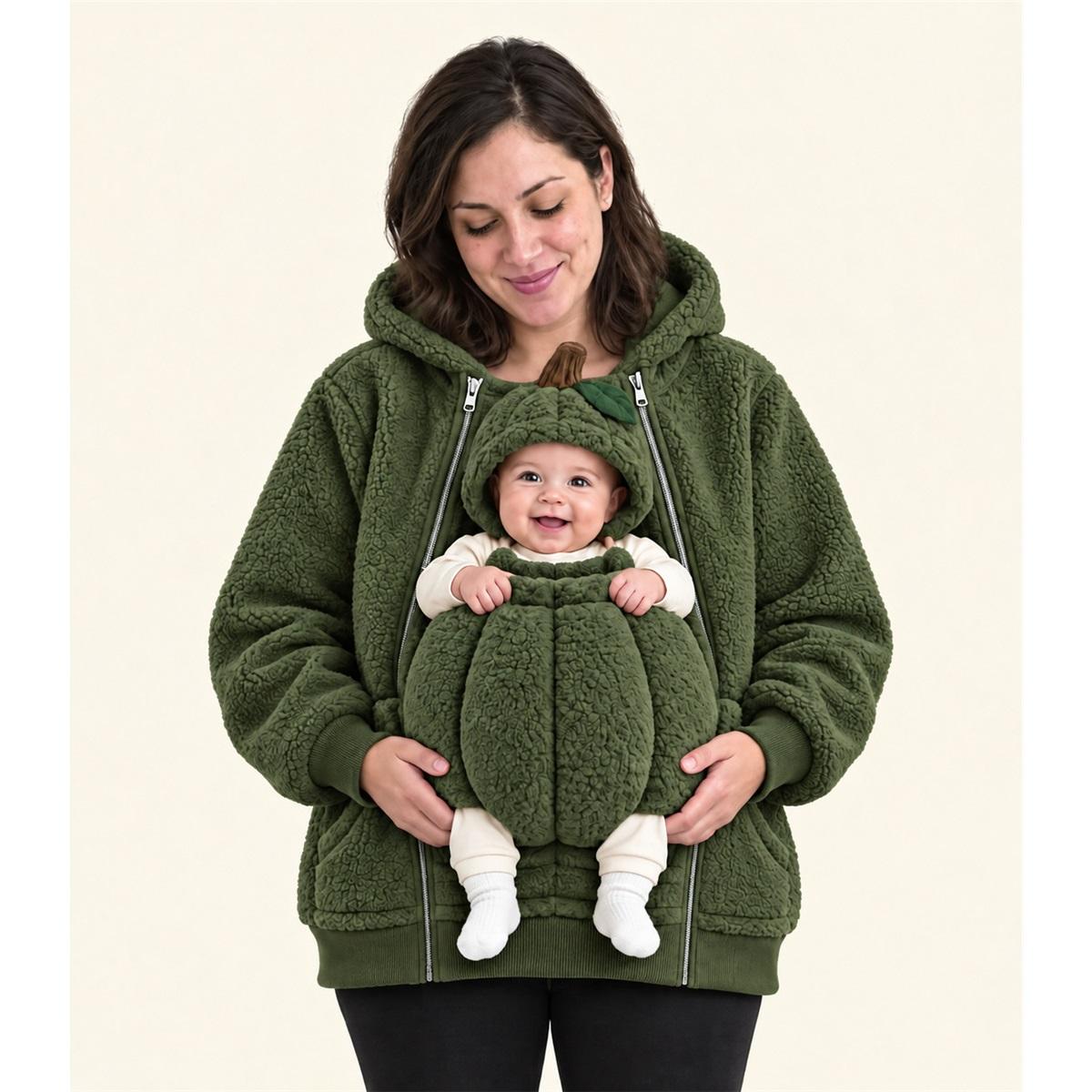 Women Fleece Hooded Jacket With Baby